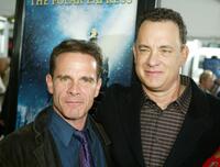 Peter Scolari and Tom Hanks at the premiere of "Polar Express."