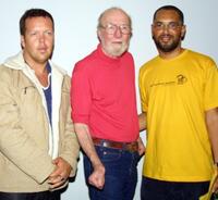 Francois Verster, Pete Seeger and Guest at the Q & A session to announce his New Music during the premiere screening of "A Lion's Trail."