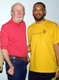 Pete Seeger and Guest at the Q & A session to announce his New Music during the premiere screening of "A Lion's Trail."