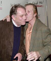 George Segal and David Carradine at the party celebrating the 100th episode of the television show "Just Shoot Me".