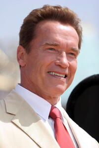Arnold Schwarzenegger at Disneyland's 50th Anniversary rededication ceremony in California.