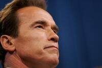 Arnold Schwarzenegger at a news conference at the California state Capitol.