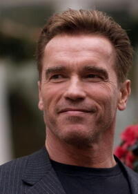 Arnold Schwarzenegger in Madrid during a promotion tour of "The 6th Day."