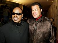 Stevie Wonder and Steven Seagal at the Tribute To Ray Charles Benefit Concert.