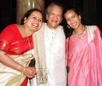 Ravi Shankar, wife and his daughter at the Praemium Imperiale Awards.
