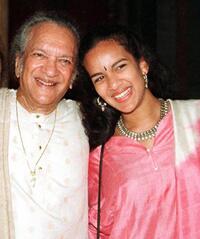 Ravi Shankar and his daughter at the Praemium Imperiale Awards.