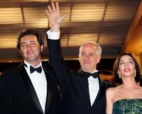 Director Paolo Sorrentino, Toni Servillo and Anna Bonaiuto at the screening of "Il Divo" during the 61st International Cannes Film Festival.