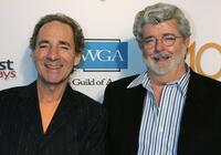 Harry Shearer and George Lucas at the 101 Greatest Screenplays gala reception.