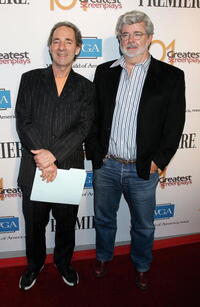 Harry Shearer and George Lucas at the 101 Greatest Screenplays gala reception.