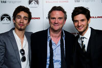 Robert Sheehan, Nick Hamm and Ben Barnes at the after party of "Killing Bono" in England.
