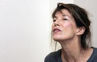 Jane Birkin at an news conference in Moscow.