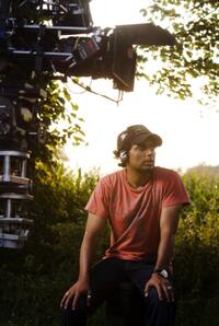 Director M. Night Shyamalan on the set of "The Happening."