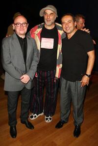 Michel Blanc, Ron Arad and Patrick Timsit at the opening of "Ron Arad: No Discipline."