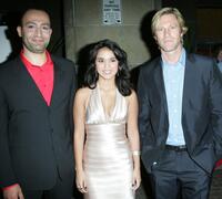 Peter Macdissi, Summer Bishil and Aaron Eckhart at the world premiere of "Nothing Is Private" during the Toronto International Film Festival 2007.