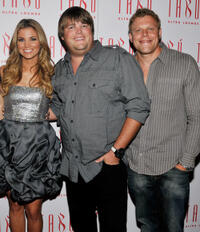 Amber Lancaster, Jareb Dauplaise and Alex Solowitz at the Amber Lancaster's Birthday party in Las Vegas.