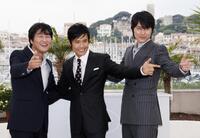 Song Kang-ho, Lee Byung-Hun and Jung Woo-Sung at the photocall of "The Good, the Bad, the Weird" during the 61st International Cannes Film Festival.