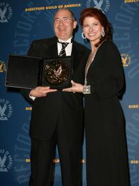 Barry Sonnenfeld and Debra Messing at the press room at the 60th annual DGA Awards held at the Hyatt Regency Century Plaza Hotel.