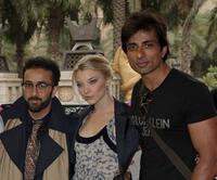 Yassin Alsalman, Natalie Dormer and Sonu Sood at the photocall of "City of Life" during the 6th Annual Dubai International Film Festival.