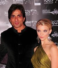 Natalie Dormer and Sonu Sood at the premiere of "City of Life" during the 6th Annual Dubai International Film Festival.