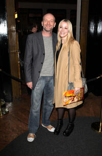 Hugo Speer and Guest at the press night of "Matilda: The Musical" in England.