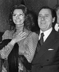 Alberto Sordi and Sophia Loren at the Italian Film Festival.