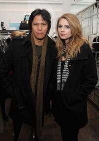 Chaske Spencer and Brittney Nola at the Guess by Marciano and ELLE event benefiting the Susan G. Komen Foundation.