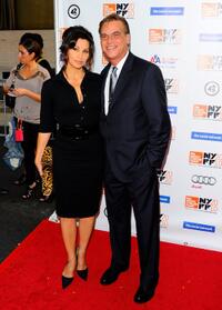 Gina Gershon and Aaron Sorkin at the premiere of "The Social Network" during the 48th New York Film Festival.