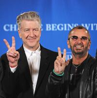 David Lynch and Ringo Starr at the press conference at Radio City Music Hall in New York.