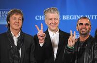 Paul McCartney, David Lynch and Ringo Starr at the press conference at Radio City Music Hall in New York.