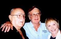 Rod Steiger, Charles Nelson Reilly and Joan Benedict at the North Hollywood outside a theater.
