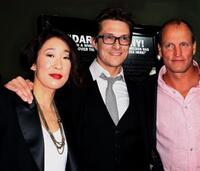 Sandra Oh, Peter Stebbings and Woody Harrelson at the premiere of "Defendor."