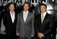 Bruce Willis, Arnold Schwarzenegger and Sylvester Stallone at the premiere of "The Expendables."