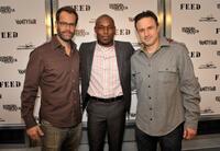 Josh Stamberg, Jimmy Jean-Louis and David Arquette at the FEED Foundation/Hungry In America project benefit hosted by Vanity Fair.