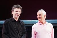 Terence Stamp and Simon Phillips at the photocall of "Priscilla Queen Of The Desert" at Star Citys Lyric Theatre.