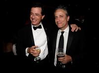 Stephen Colbert and Jon Stewart at the Governors Ball for the 60th Primetime Emmy Awards.