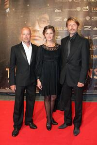 Christian Berkel, Stine Stengade and Mads Mikkelsen at the German premiere of "Flame and Citron."