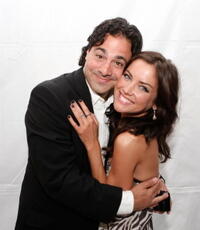 Producer Gabe Sachs and Jessica Stroup at the premiere party for the CW Network's "90210."