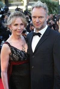 Sting and his wife at the screening of "Mystic river" at palais des festivals during the 56th Cannes film festival.
