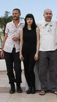 Christos Passalis, Mary Tsoni and Christos Stergioglou at the photocall of "Dogtooth" during the 62nd International Cannes Film Festival.