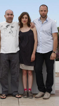 Christos Stergioglou, Aggeliki and director Yorgos Lanthimos at the photocall of "Dogtooth" during the 62nd International Cannes Film Festival.