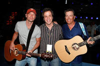 Musician Kenny Chesney, producer Richard 'RAC' Clark and George Strait at the rehearsals of the 43rd Academy of Country Music Awards in Nevada.