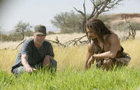 Director Roland Emmerich and Steven Strait on the set of "10,000 B.C."
