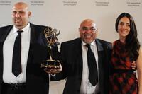 Talal Awamleh, Adnan Awamleh and Cecilia Suarez at the 36th Annual International Emmy Awards.