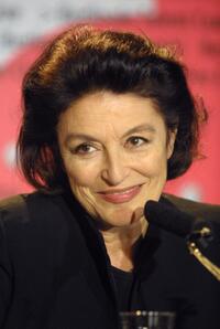 Anouk Aimee attends a news conference at the Berlinale Film Festival.