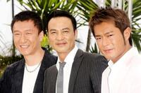 Sun Hong-Lei, Simon Yam and Louis Koo at the photocall of "Triangle" during the 60th International Cannes Film Festival.