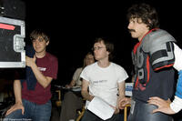 Jorma Taccone, director Akiva Schaffer and Andy Samberg on the set of "Hot Rod."