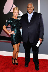 Nancy O'Dell and Andre Leon Talley at the 54th Annual GRAMMY Awards in California.