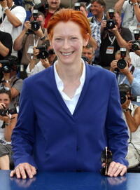 Tilda Swinton at a photocall for “The Man from London” in Cannes, France. 