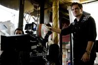 Director Quentin Tarantino on the set of "Inglourious Basterds."