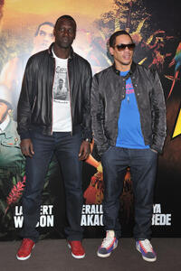 Omar Sy and Joey Starr at the Paris premiere of "Sur La Piste Du Marsupilami."